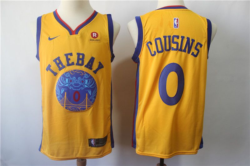 Men Golden State Warriors #0 Cousins Yellow Game Nike NBA Jerseys->toronto raptors->NBA Jersey